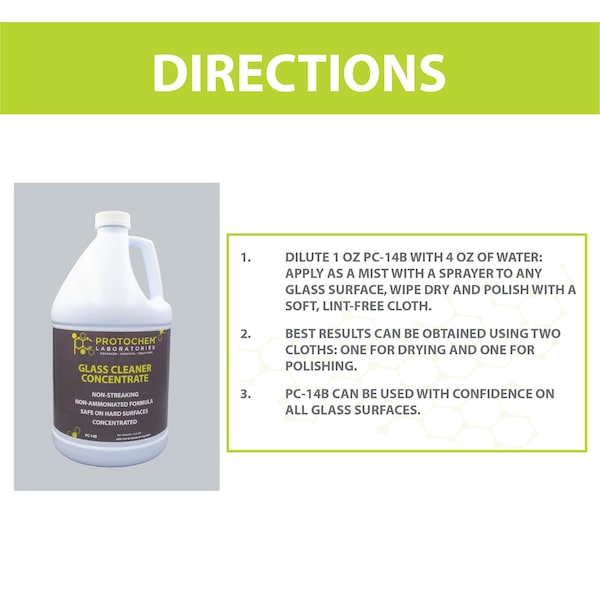 Non-Ammoniated Glass Cleaner Concentrate, 1 Gal., EA1